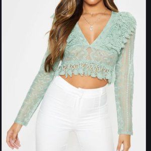 Pretty Little Thing Mint Lace Shirt